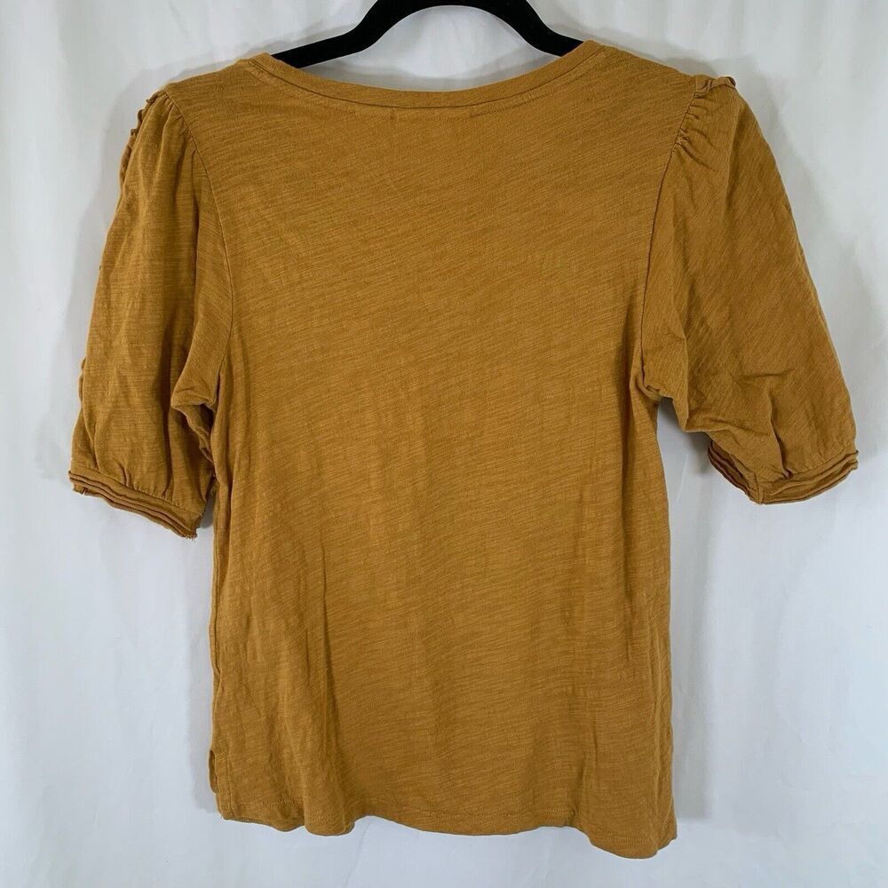 Maeve Anthropologie Blouse Women's XS Yellow Short Sleeve Round Neck - Picture 7 of 7